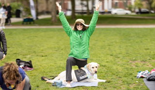 Being Well at Yale and Belonging at Yale, partnered to offer its first “doga” yoga practice.